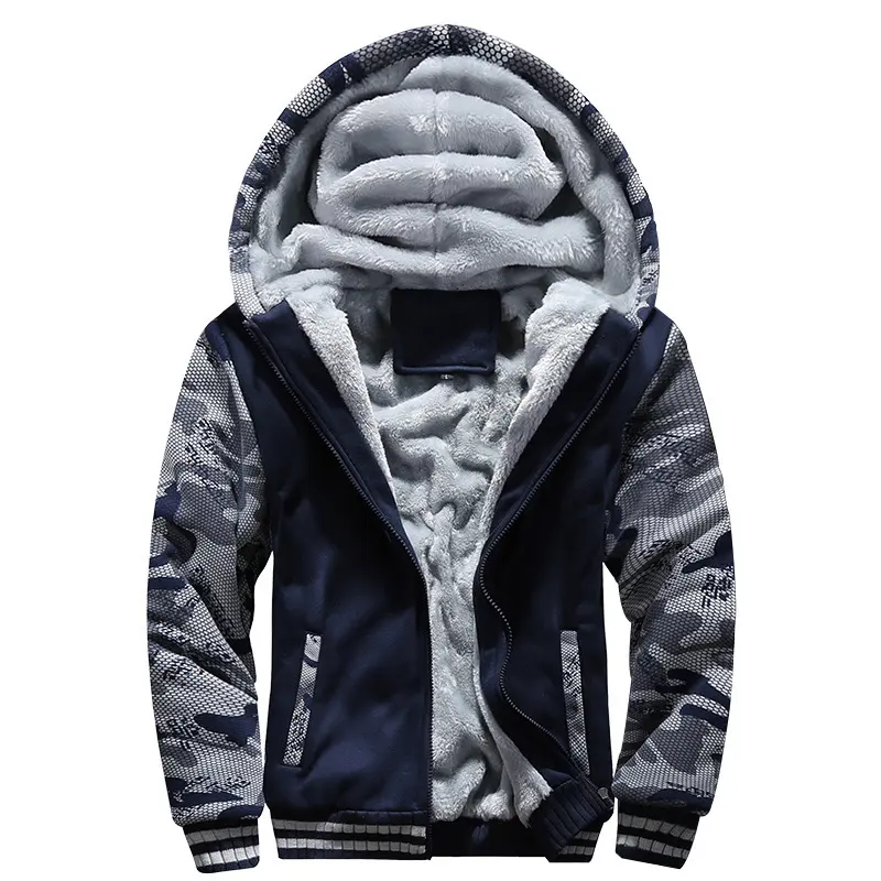 Men's Winter Camouflage Thick Casual Jacket Sweatshirt Sports Cardigan Sweatshirt Men's Jacket Warm Sweatshirt