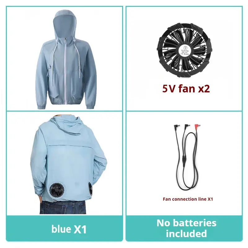 Couple's Summer Outdoor Skin Friendly Sunscreen Clothes with Intelligent Temperature Control Fan Casual Work Clothes