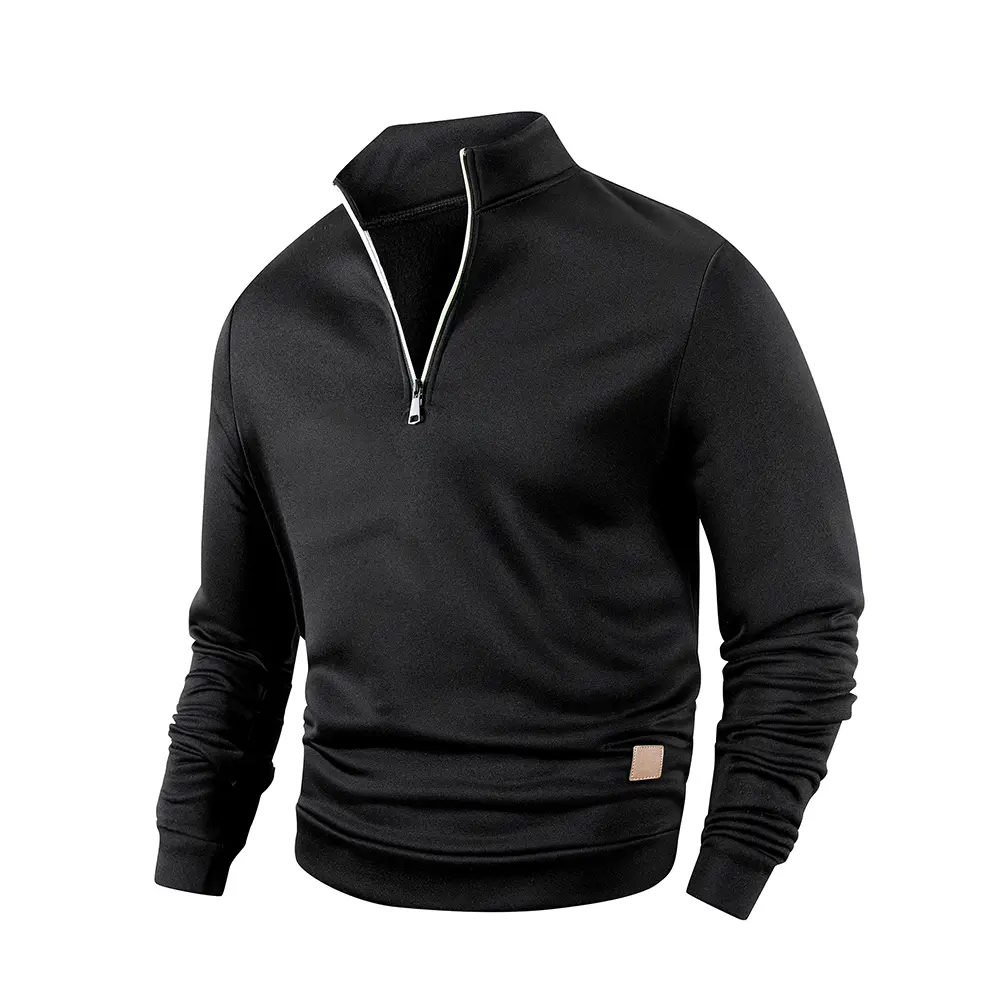 Autumn Men's Long Sleeve Pullover Solid Color Half Zipper Sweaters V-neck Male Casual Daily Warm Sweatshirts Coats