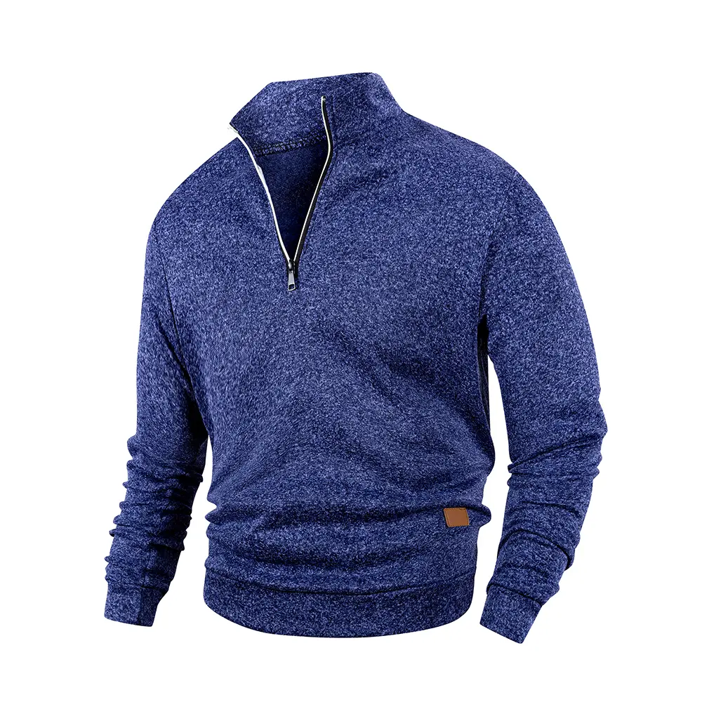 Autumn Men's Long Sleeve Pullover Solid Color Half Zipper Sweaters V-neck Male Casual Daily Warm Sweatshirts Coats