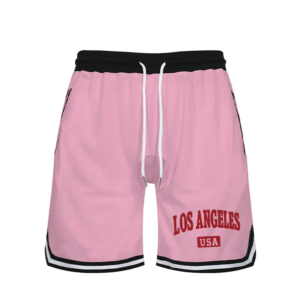 Sports Shorts Men's Letters Printed Basketball Quick Drying Stretch Mesh Three-Quarter Pants Drawstring Casual Breathable Short
