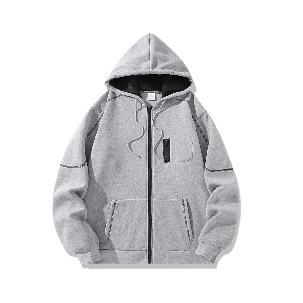 Men's Casual Jacket Windproof Zip-up Coat  Autumn Hooded Jacket Long Sleeved Outdoor Sports Jacket Sweatshirt Men's Clothing