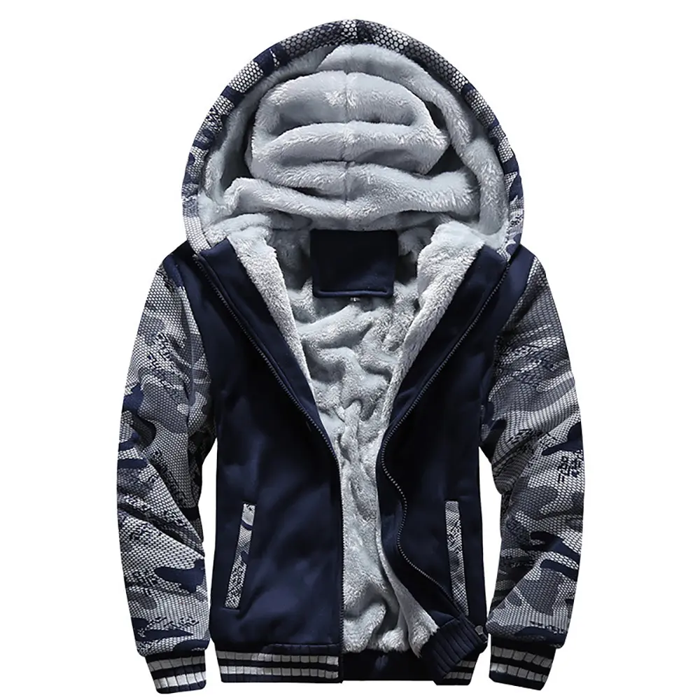 Winter Men's Coats Thicken Warm Jackets for Men Fleece Coat Men Casual Hoodies Streetwear Long Sleeve Tops Clothing