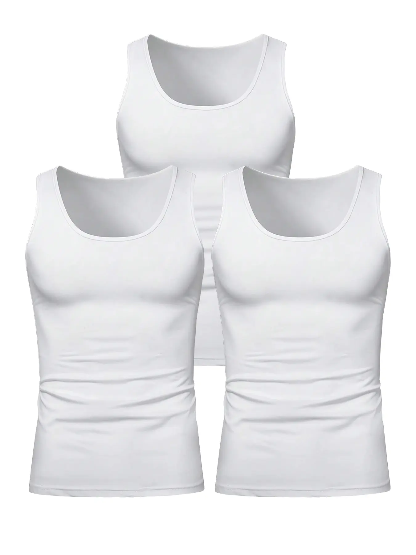 3pcs Summer Mens Sleeveless Tank Top Solid Vest Undershirts O-neck Gym Tees Trendy Versatile Slim Fit Men Casual Vest Tops