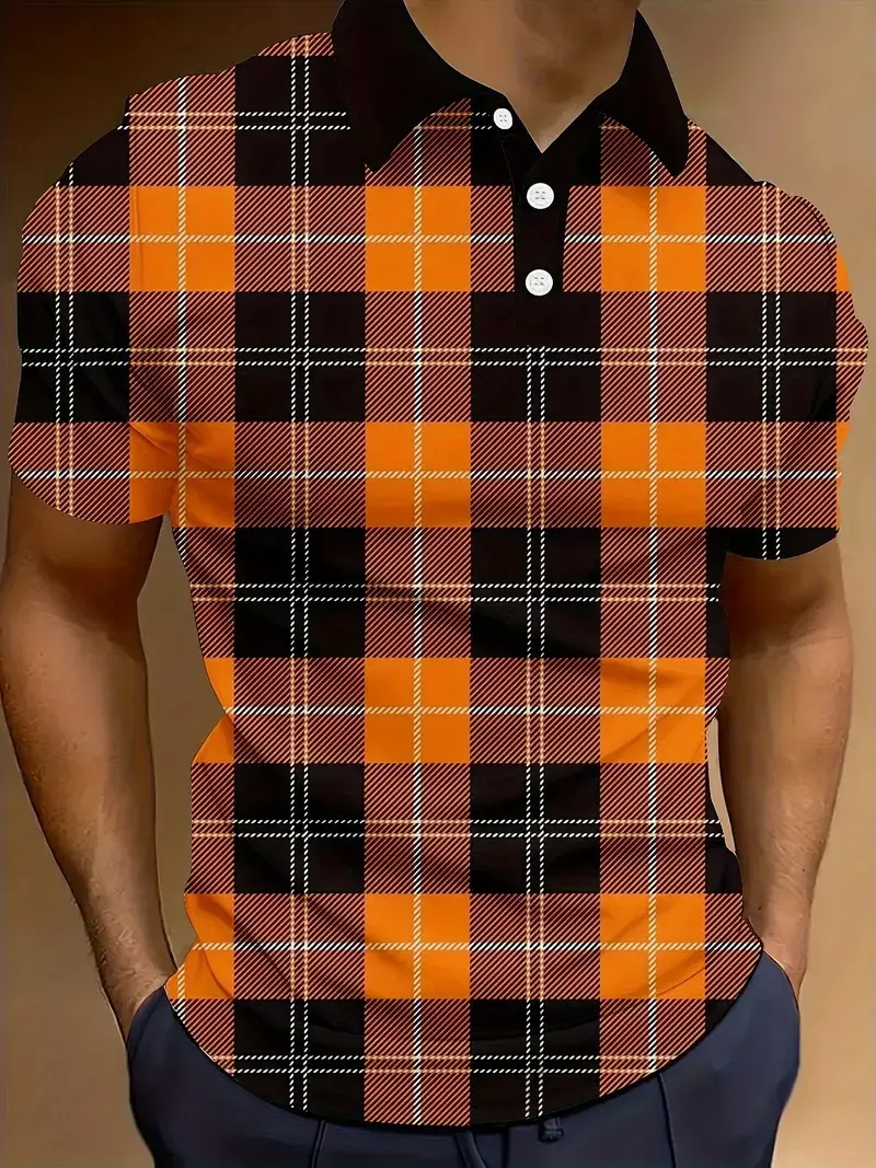 Summer Men's Polo Shirt Fashion Color Block Colorful Artistic Men Shirt Striped Polo Shirts Men Casual Golf Short Sleeve Tops