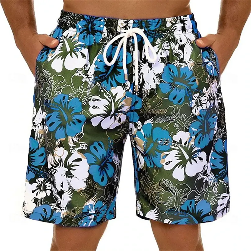 Fashion Sexy Men Shorts Quick Dry Lemon Floral Printed Swimsuit 2025 New Summer Drawstring Hip Hop Men Kids Board Short Trunks