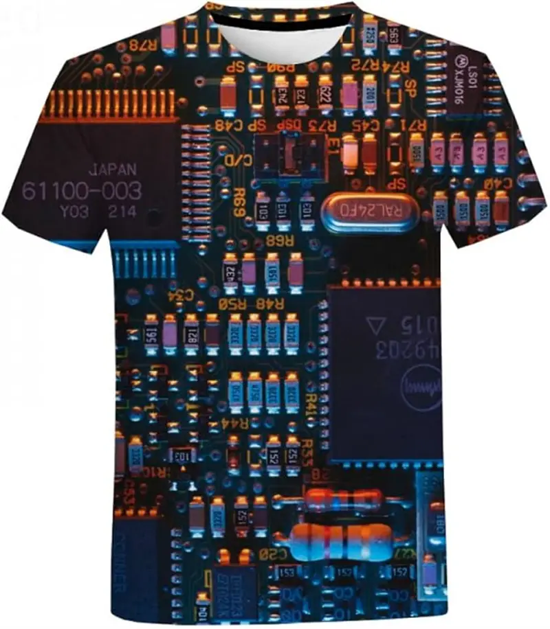 Fashion Electronic Chip 3D Men T-shirt Computer CPU Printed Casual Streetwear Cool Short Sleeve Men Women Oversized T Shirt Tops