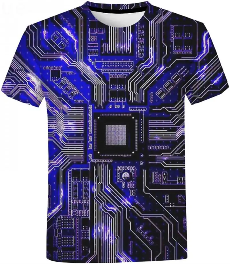 Fashion Electronic Chip 3D Men T-shirt Computer CPU Printed Casual Streetwear Cool Short Sleeve Men Women Oversized T Shirt Tops