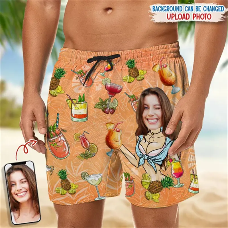 Funny Customize Face Graphic Beach Shorts For Men Women 3d Printed Swimming Trunks Summer Street Outdoor Sports Board Shorts
