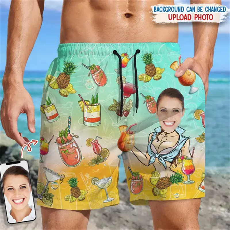 Funny Customize Face Graphic Beach Shorts For Men Women 3d Printed Swimming Trunks Summer Street Outdoor Sports Board Shorts