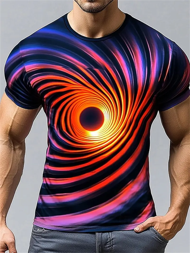 Funny Optical Illusion Graphic T Shirt For Men 3D Printed Art Abstract T-shirt Y2k Tops Harajuku Fashion Street Unisex Clothing