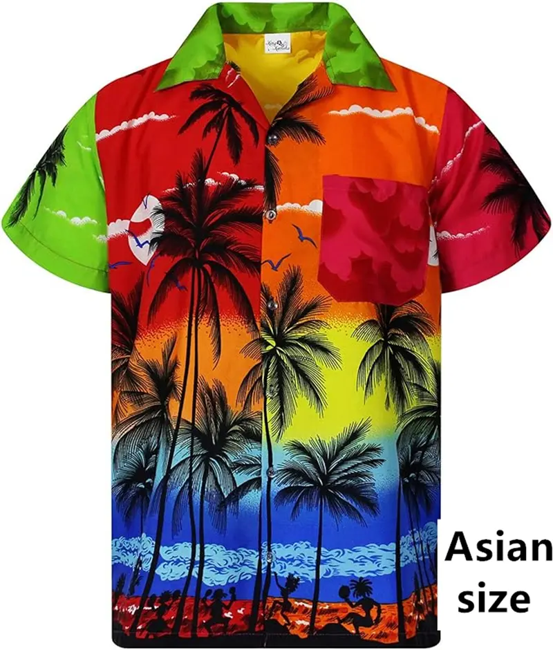3D Print Tropical Palm Trees Hawaiian Shirt For Men/Women Summer Casual Fashion Short Sleeves Shirts Button Up Vacation Blouse