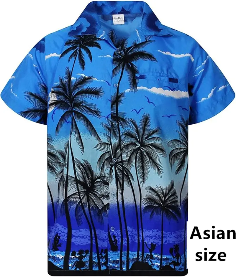3D Print Tropical Palm Trees Hawaiian Shirt For Men/Women Summer Casual Fashion Short Sleeves Shirts Button Up Vacation Blouse