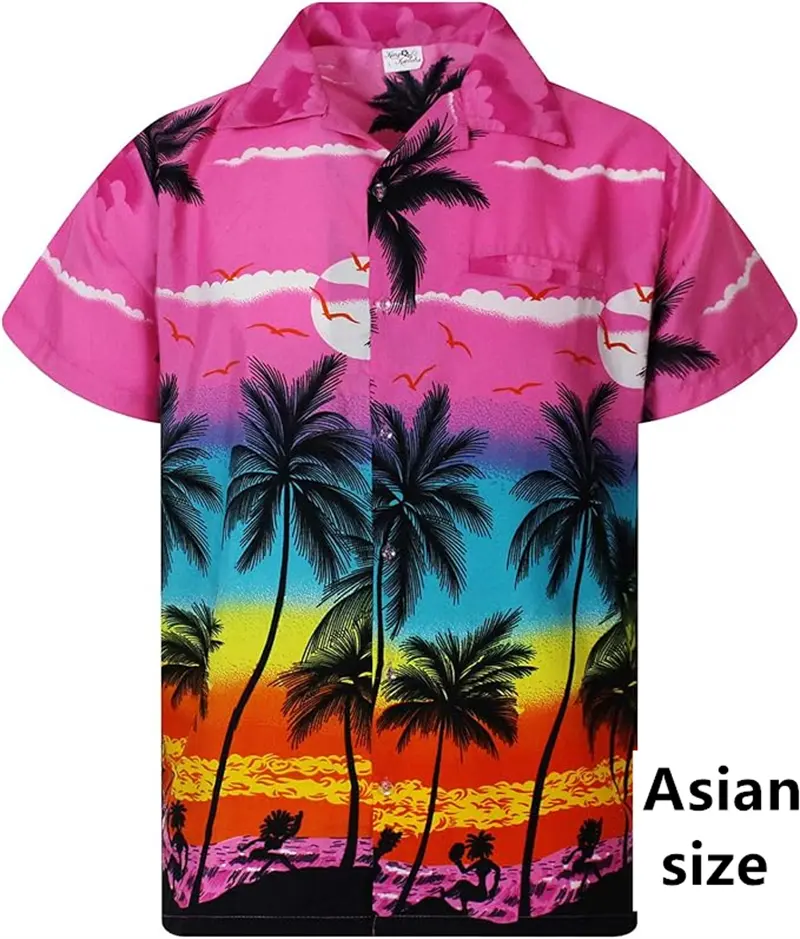 3D Print Tropical Palm Trees Hawaiian Shirt For Men/Women Summer Casual Fashion Short Sleeves Shirts Button Up Vacation Blouse