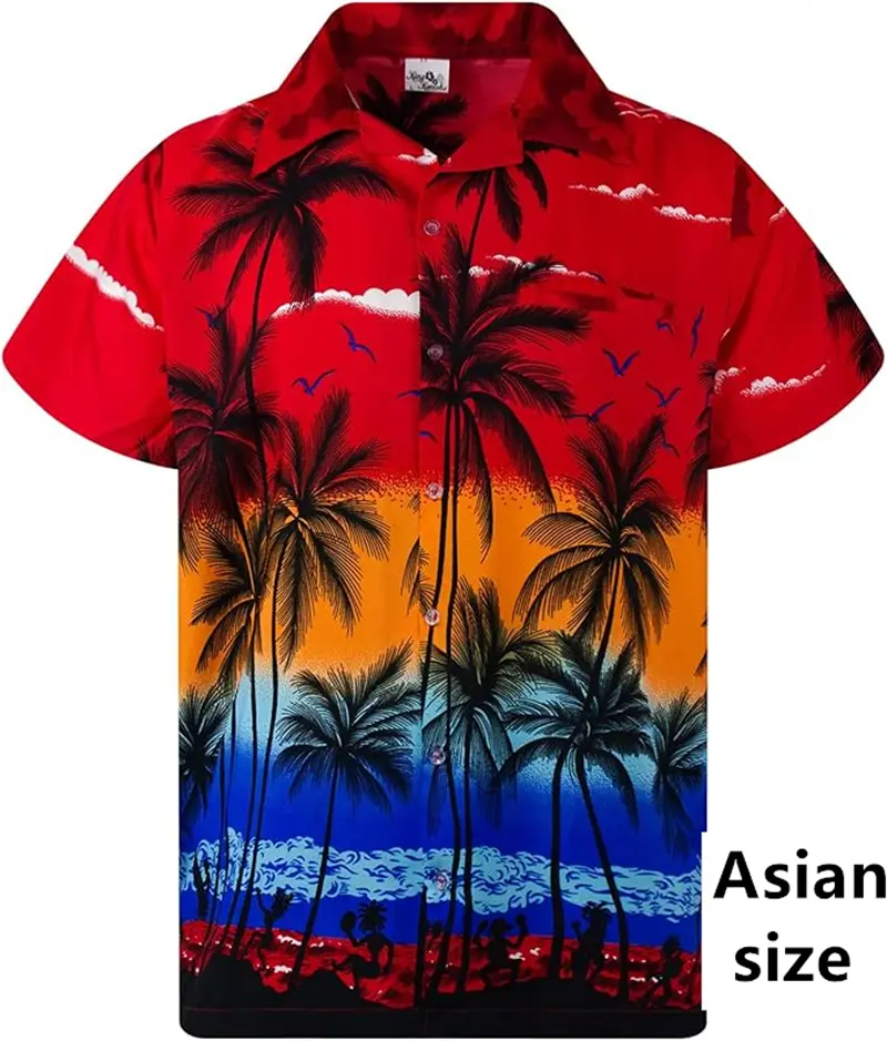 3D Print Tropical Palm Trees Hawaiian Shirt For Men/Women Summer Casual Fashion Short Sleeves Shirts Button Up Vacation Blouse