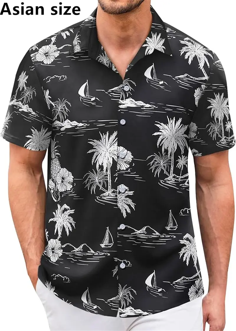 3D Print Tropical Plants Men's Short Sleeve Shirt Hawaiian Floral Button Shirt Summer Casual Shirt Camping Shirt Unisex Blouse