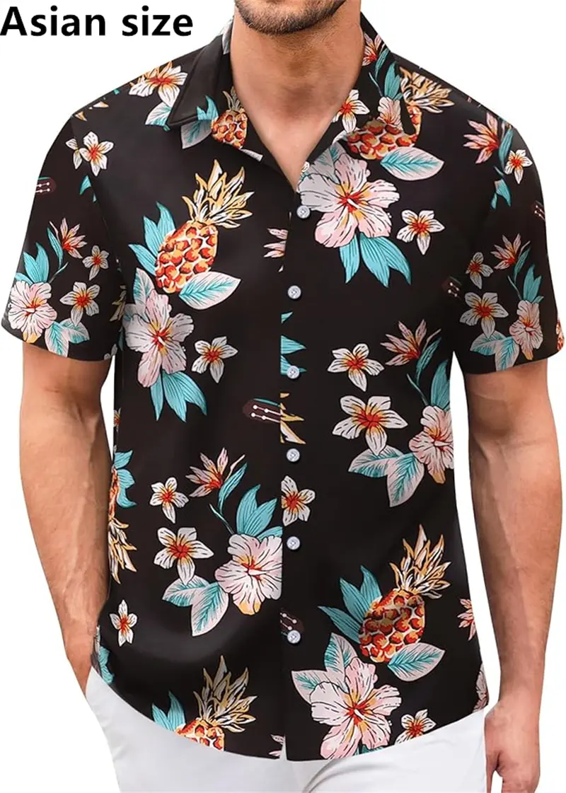 3D Print Tropical Plants Men's Short Sleeve Shirt Hawaiian Floral Button Shirt Summer Casual Shirt Camping Shirt Unisex Blouse