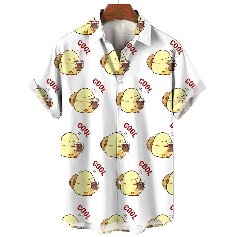 Funny Animal Duck 3d Print Shirts Men Women  Breathable Quick Dry Casual Short Sleeve Tops Tee High Quality Hawaii Beach Shirt
