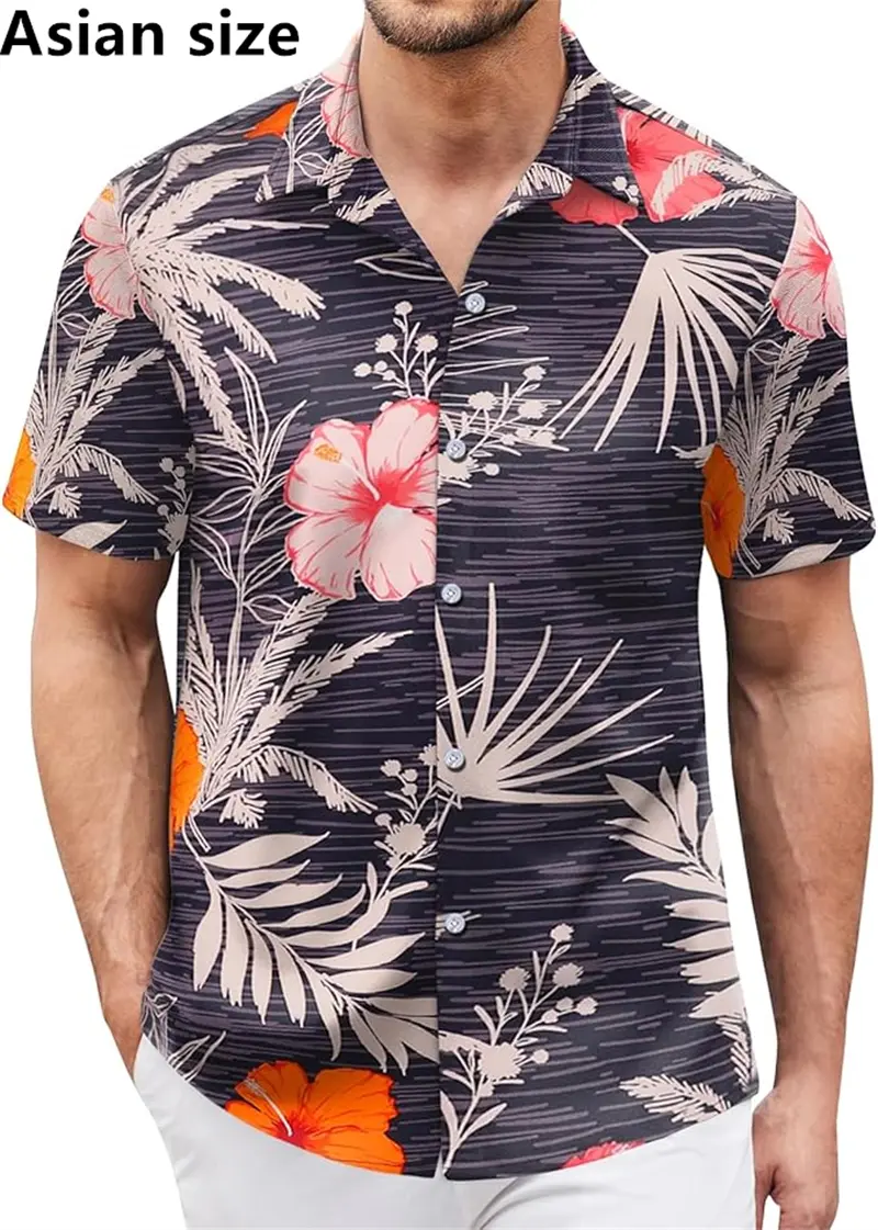 3D Print Tropical Plants Men's Short Sleeve Shirt Hawaiian Floral Button Shirt Summer Casual Shirt Camping Shirt Unisex Blouse
