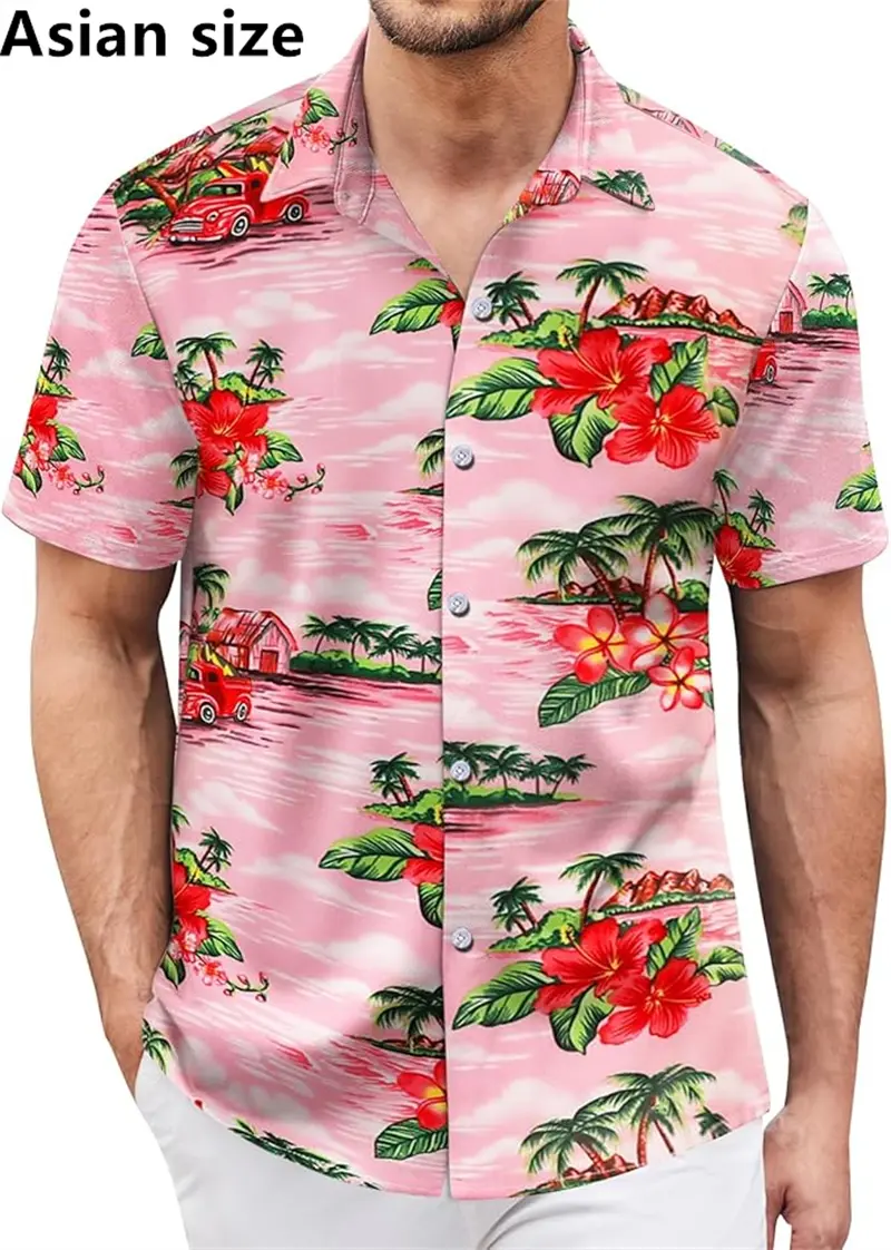 3D Print Tropical Plants Men's Short Sleeve Shirt Hawaiian Floral Button Shirt Summer Casual Shirt Camping Shirt Unisex Blouse