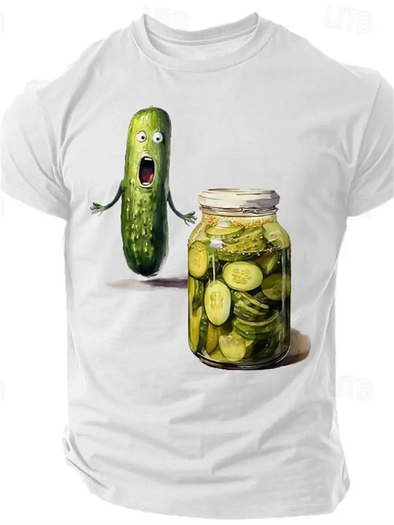3d Print Funny Cucumber Graphic T-Shirt For Men Clothing Summer O-Neck Casual Short Sleeve Loose Street Unisex Tees Polyester