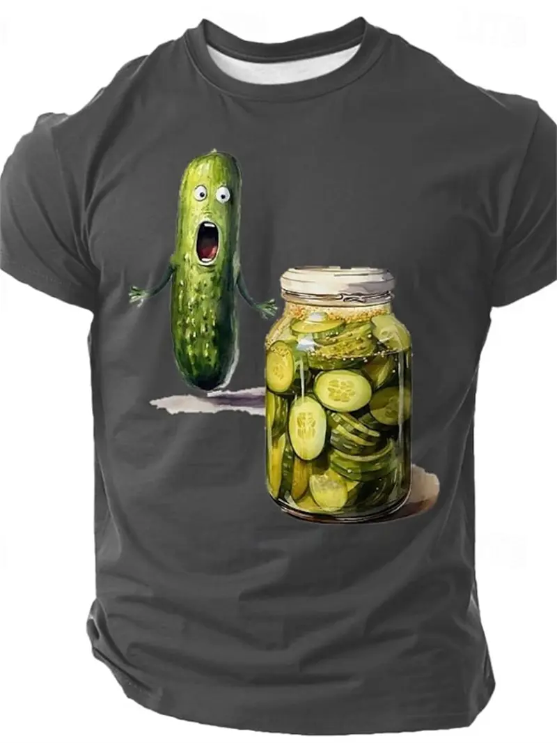 3d Print Funny Cucumber Graphic T-Shirt For Men Clothing Summer O-Neck Casual Short Sleeve Loose Street Unisex Tees Polyester