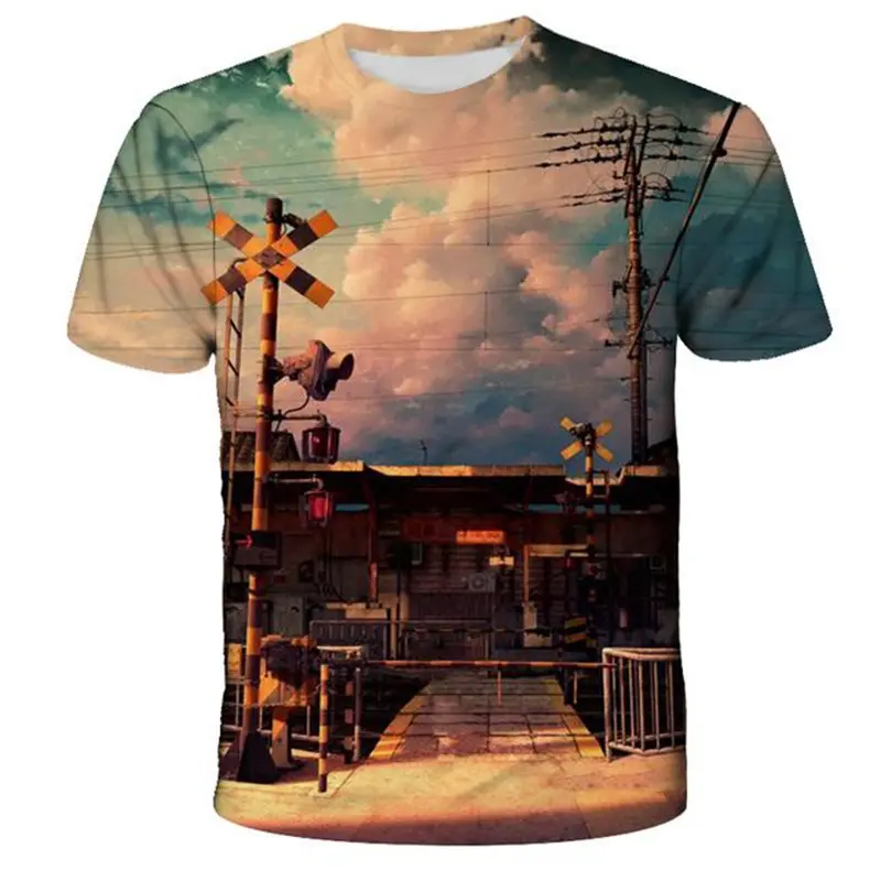 Vintage Train Locomotive 3D Print T Shirt Women Men Summer Fashion Kids Casual Cartoons Tshirts O Neck Short Sleeve Top Tee