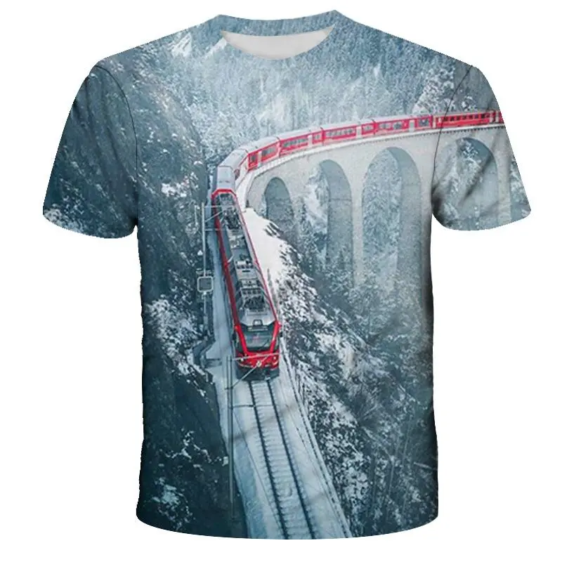 Vintage Train Locomotive 3D Print T Shirt Women Men Summer Fashion Kids Casual Cartoons Tshirts O Neck Short Sleeve Top Tee