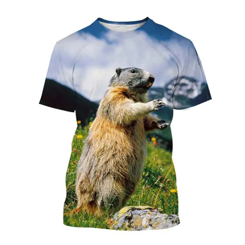 Cute Marmot 3d Printed Tee Men Women O-Neck T-shirt Casual Wild Animal Print Short Sleeve T Shirt Fashion Oversized Kid Clothing