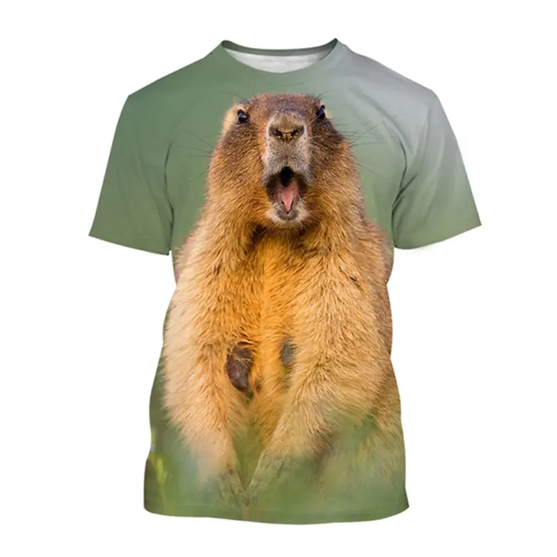 Cute Marmot 3d Printed Tee Men Women O-Neck T-shirt Casual Wild Animal Print Short Sleeve T Shirt Fashion Oversized Kid Clothing