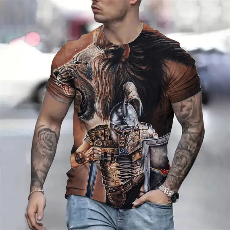 Summer Retro T-shirt Knights Templar 3D Print Men's T-shirts Casual Streetwear Couple Tees Short Sleeve Top Graphic T Shirts Men