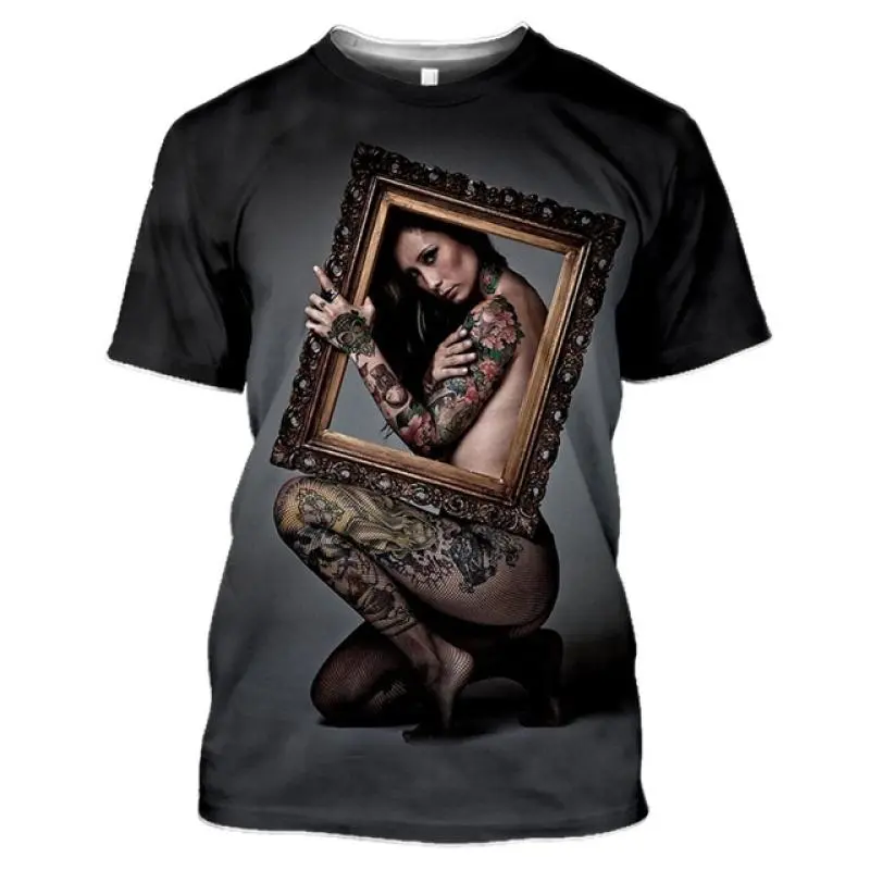 Anime 3D Printed Beauty T-shirts Mens Sexy Top Tees Harajuku Short Sleeve Hentai T-shirt Casual Loose Oversized Men Y2k Clothing
