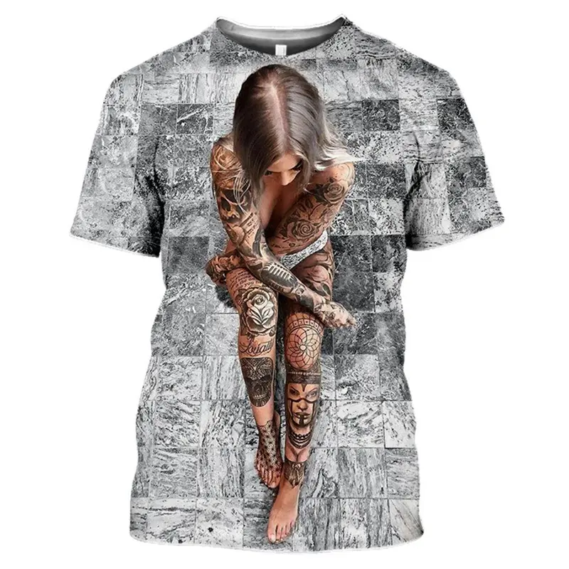 Anime 3D Printed Beauty T-shirts Mens Sexy Top Tees Harajuku Short Sleeve Hentai T-shirt Casual Loose Oversized Men Y2k Clothing