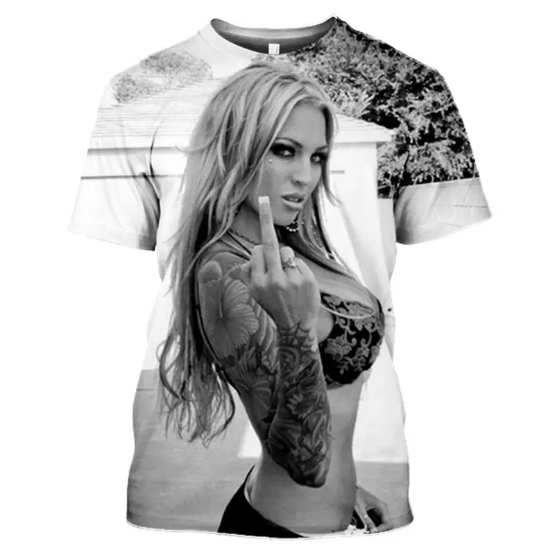 Anime 3D Printed Beauty T-shirts Mens Sexy Top Tees Harajuku Short Sleeve Hentai T-shirt Casual Loose Oversized Men Y2k Clothing