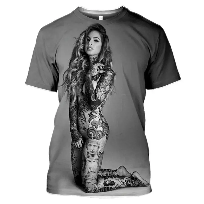 Anime 3D Printed Beauty T-shirts Mens Sexy Top Tees Harajuku Short Sleeve Hentai T-shirt Casual Loose Oversized Men Y2k Clothing
