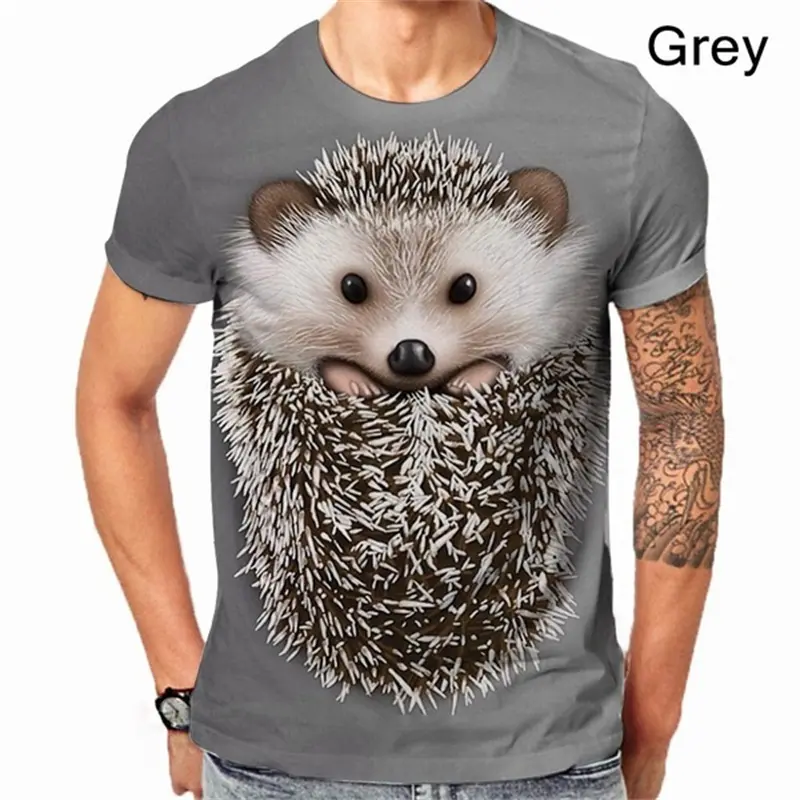 Funny Hedgehog T-Shirt 3D Printed Men Women Casual Fashion Short Sleeve T Shirt Kid Oversized Cute Animal Print Tee Top Clothing