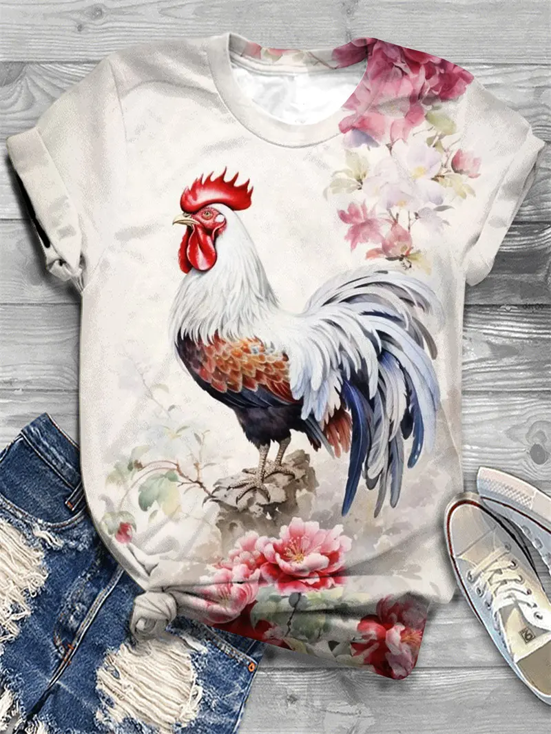 3D Print Kawaii Cat Tshirt Female Floral Graphic Casual Short Sleeve Tees Tops Girls O-Neck Y2K T Shirt Pretty Women's Clothing