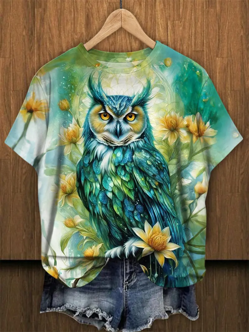 3D Print Kawaii Cat Tshirt Female Floral Graphic Casual Short Sleeve Tees Tops Girls O-Neck Y2K T Shirt Pretty Women's Clothing