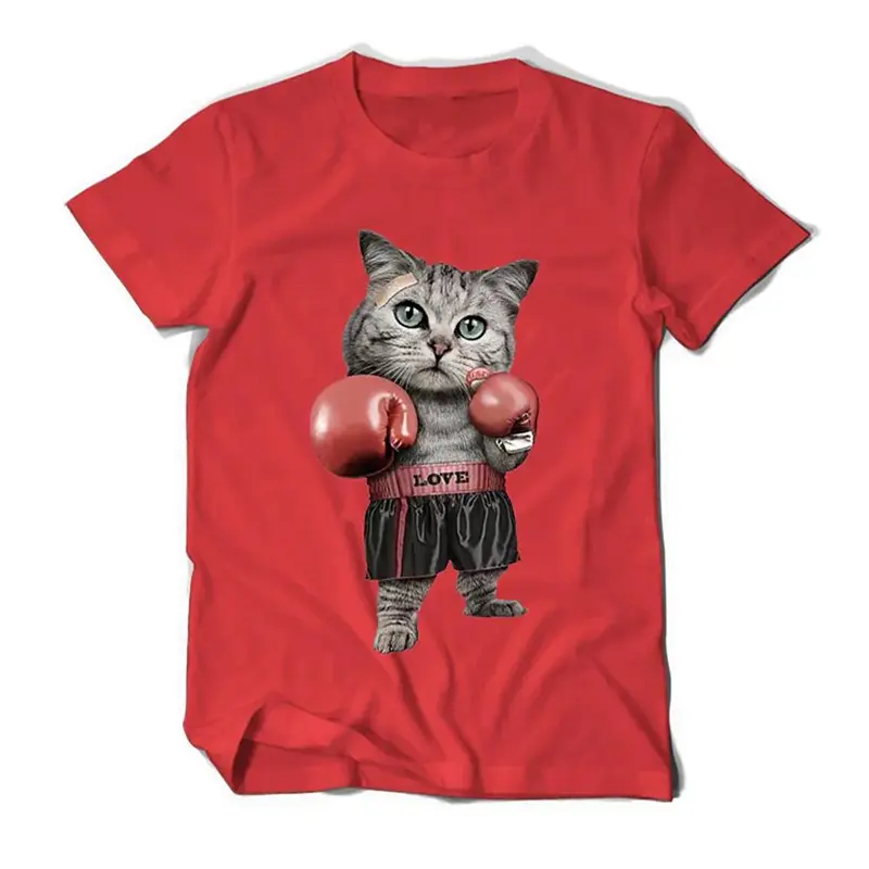 Boxing Cat 3D Y2k Graphic Tee Mens Funny T Shirt Kids Oversized Street Hip Hop Ice T-shirt Women Outdoor Fashion Casual Tops