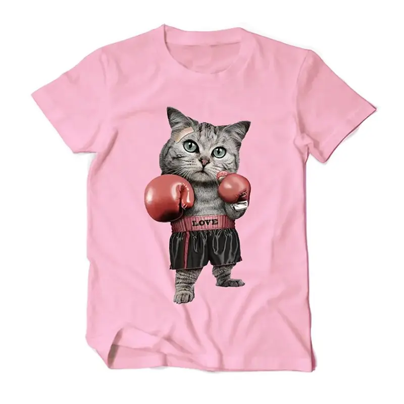 Boxing Cat 3D Y2k Graphic Tee Mens Funny T Shirt Kids Oversized Street Hip Hop Ice T-shirt Women Outdoor Fashion Casual Tops