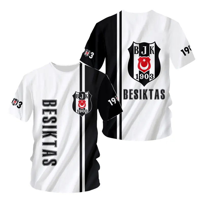 2024 Summer short sleeve men's T-shirt Türkiye Istanbul football T-shirt 3D printing Y2k T-shirt loose sports T-shirt Tops