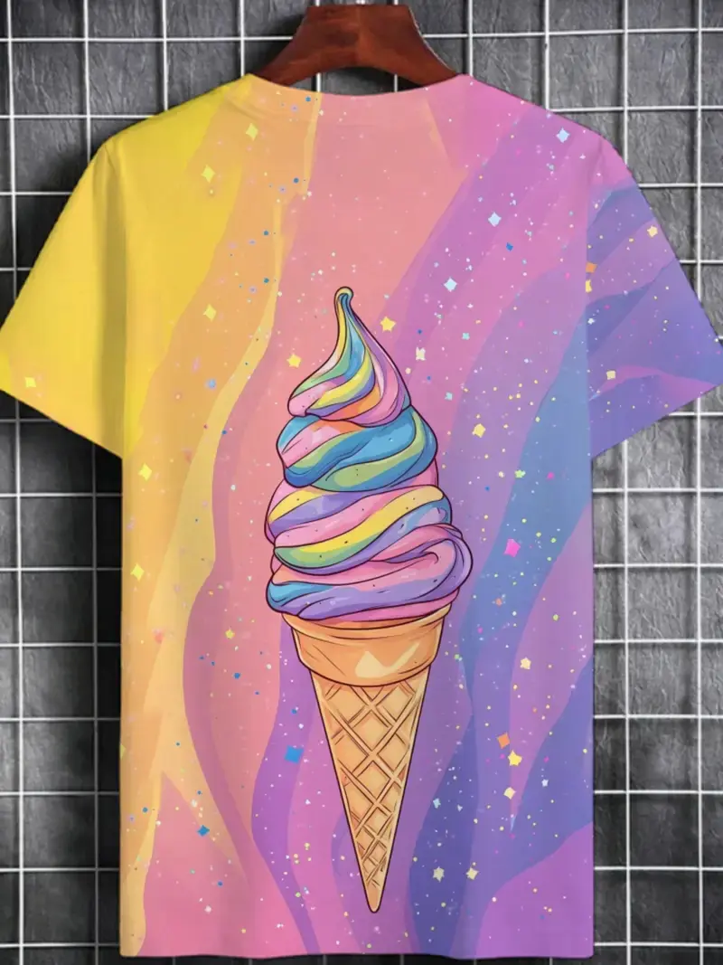 Ice Cream Graphic 3D Printed T-shirt Men Women Fashion Summer Crew Neck Short Sleeve Tees Trendy 2025 New Kids Tee Shirts Tops