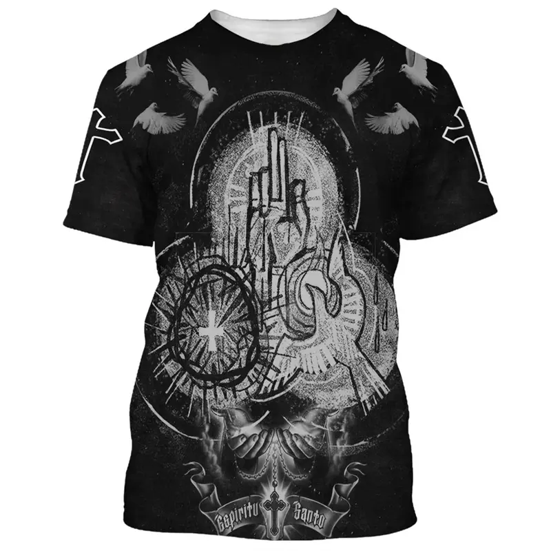 2025 Mens Womens Universal Tops T Shirt New Son Of God Jesus Cross Print 3d Print Fashion Casual Y2k Short Sleeve Mens Clothing