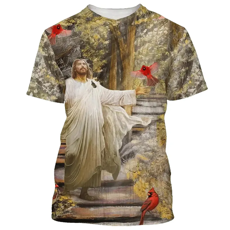 2025 Mens Womens Universal Tops T Shirt New Son Of God Jesus Cross Print 3d Print Fashion Casual Y2k Short Sleeve Mens Clothing