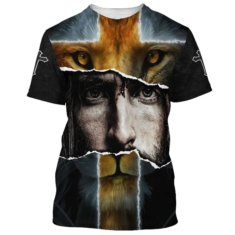 2025 Mens Womens Universal Tops T Shirt New Son Of God Jesus Cross Print 3d Print Fashion Casual Y2k Short Sleeve Mens Clothing