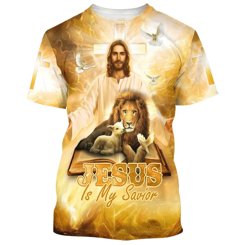 2025 Mens Womens Universal Tops T Shirt New Son Of God Jesus Cross Print 3d Print Fashion Casual Y2k Short Sleeve Mens Clothing