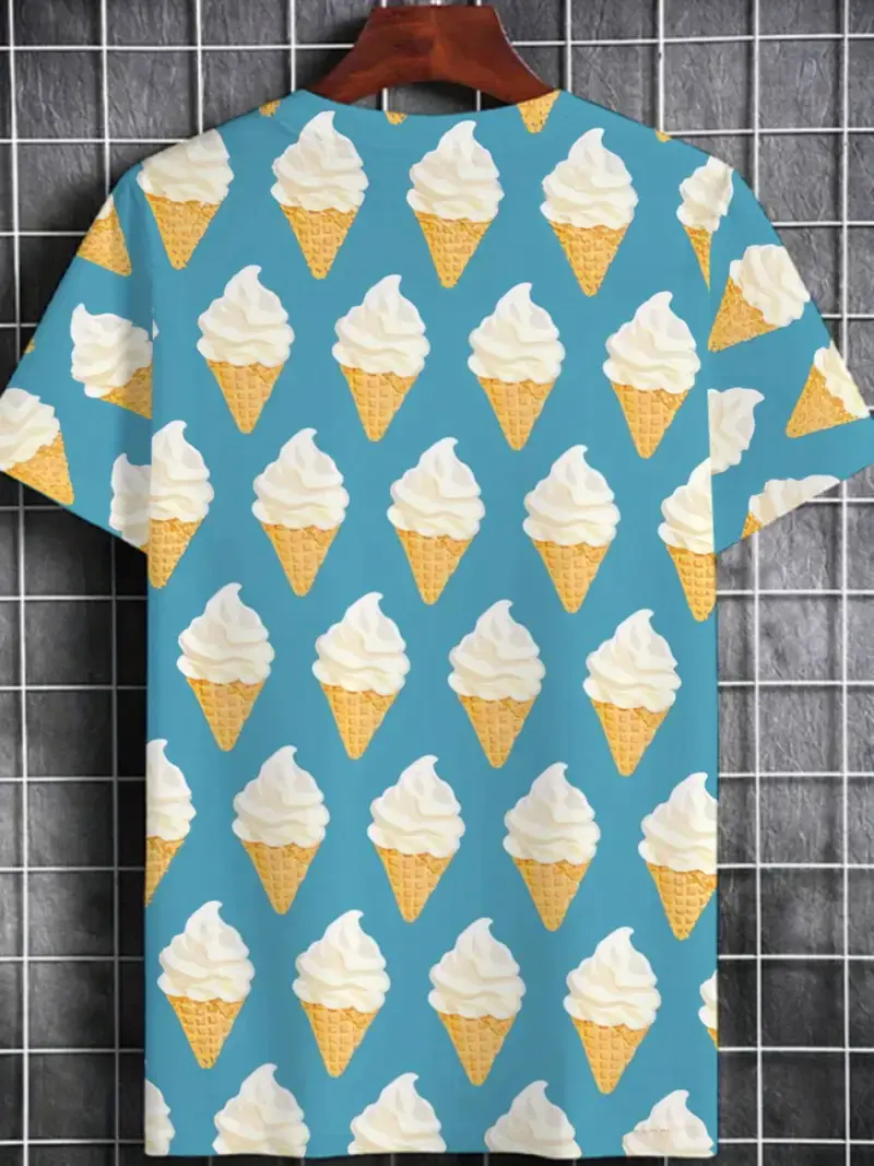 Ice Cream Graphic 3D Printed T-shirt Men Women Fashion Summer Crew Neck Short Sleeve Tees Trendy 2025 New Kids Tee Shirts Tops