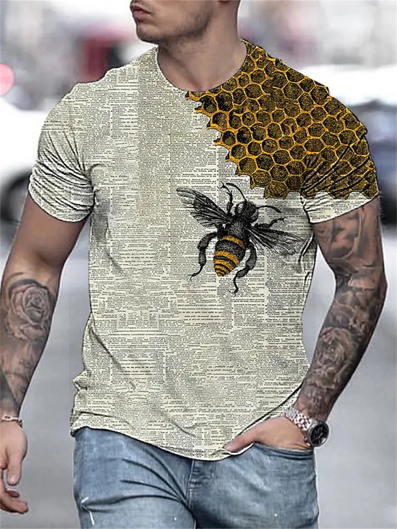 Men's T-Shirts 3d Print Cute Bee Pattern Tops Tees New In Summer Women Kids Streetwear Fashion Oversized T Shirt Men Clothing