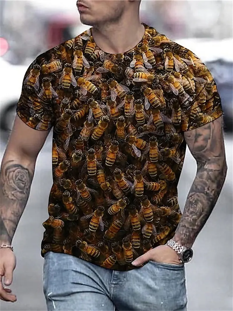 Men's T-Shirts 3d Print Cute Bee Pattern Tops Tees New In Summer Women Kids Streetwear Fashion Oversized T Shirt Men Clothing