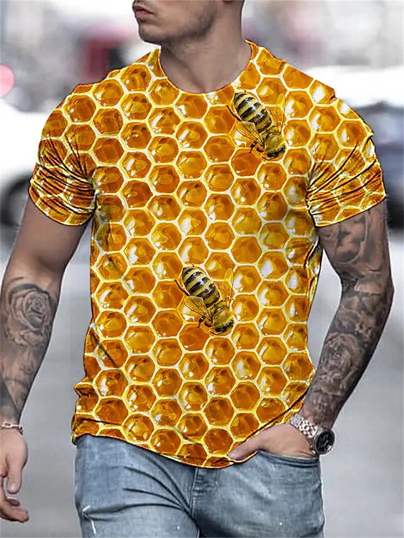 Men's T-Shirts 3d Print Cute Bee Pattern Tops Tees New In Summer Women Kids Streetwear Fashion Oversized T Shirt Men Clothing